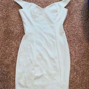 Light blue tobi mini off the shoulder dress